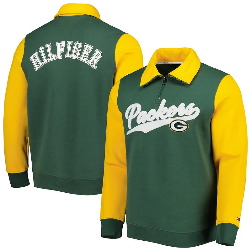 Tommy Hilfiger vert/doré Green Bay Packers Sweat-shirt Aiden Quarter-Zip pour homme