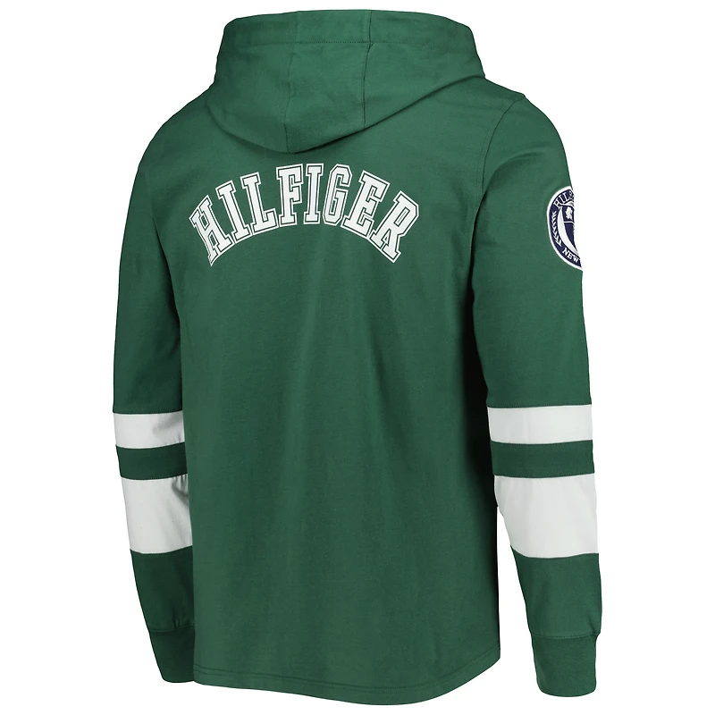 Men's Tommy Hilfiger Green/White Green Bay Packers Alex Long Sleeve Hoodie T-Shirt