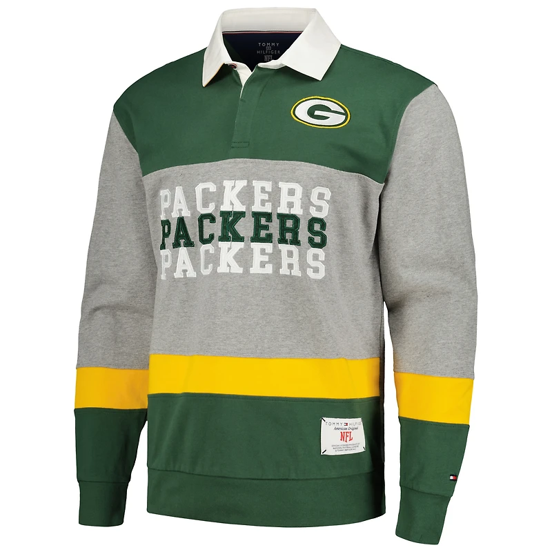 Polo de rugby surdimensionné à manches longues Tommy Hilfiger pour hommes Green Bay Packers Connor