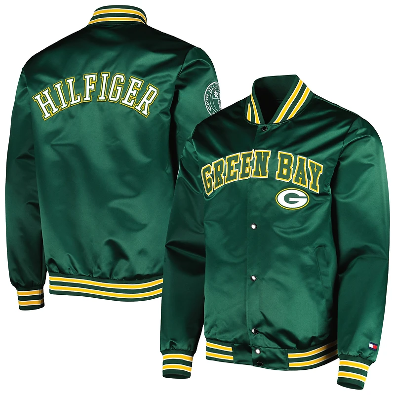 Tommy Hilfiger Vert Green Bay Packers Elliot Varsity Full-Snap Jacket Homme