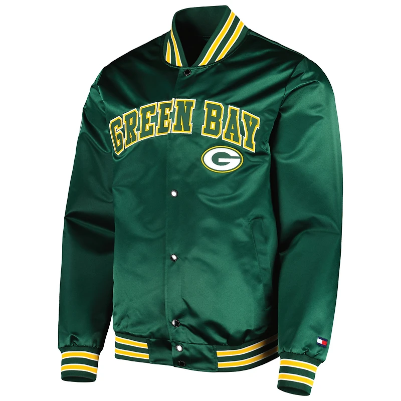 Tommy Hilfiger Vert Green Bay Packers Elliot Varsity Full-Snap Jacket Homme