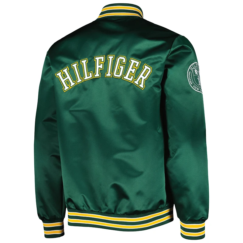 Tommy Hilfiger Vert Green Bay Packers Elliot Varsity Full-Snap Jacket Homme