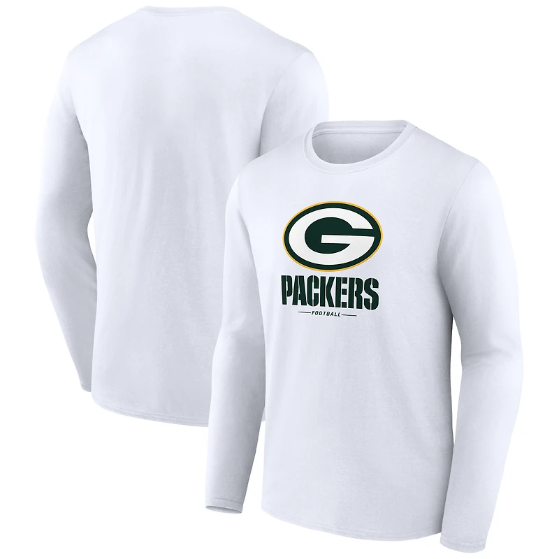 Men's White Green Bay Packers Team Lockup Long Sleeve T-Shirt