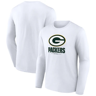 Men's  White Green Bay Packers Team Lockup Long Sleeve T-Shirt