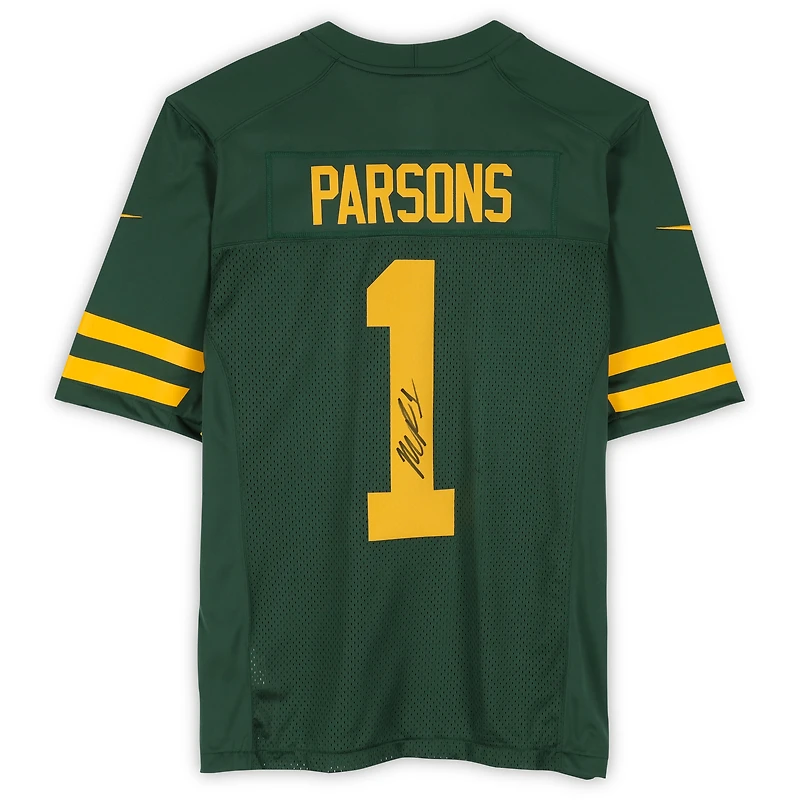 Micah Parsons Green Bay Packers Autographed Green Nike 2021 Alternate Limited Jersey  