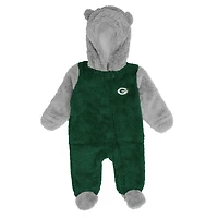 Nouveau-né et nourrisson vert/gris Green Bay Packers Game Nap Teddy Fleece Bunting - Full-Zip Sleeper
