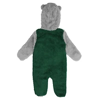 Newborn & Infant Green/Gray Green Bay Packers Game Nap Teddy Fleece Bunting - Full-Zip Sleeper