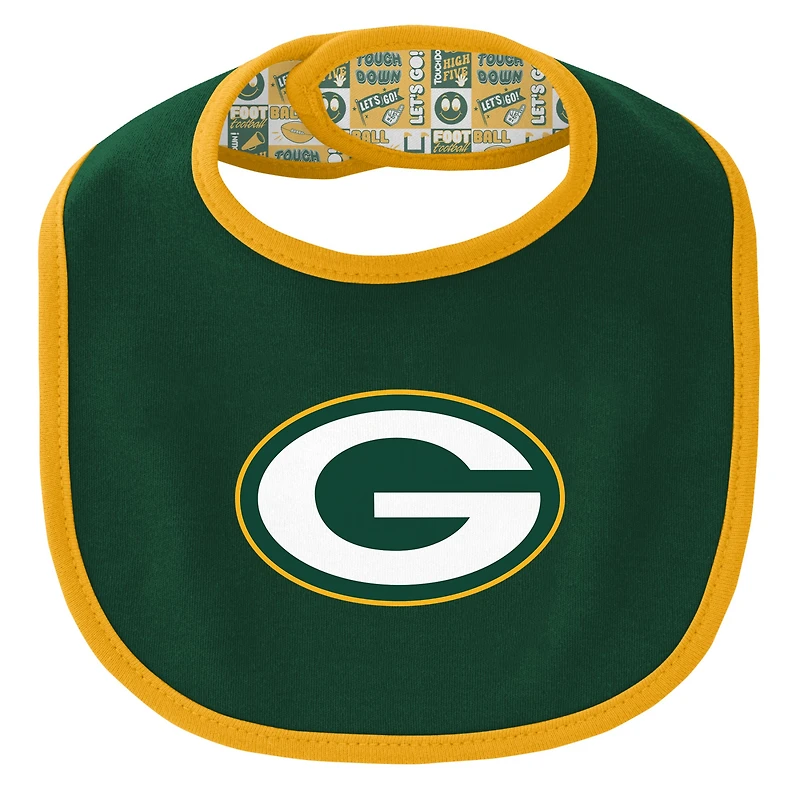 Newborn & Infant Green Bay Packers Dynamic Duo Bodysuit, Bib Knit Hat Set