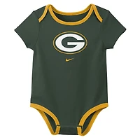 Newborn & Infant Nike Green Bay Packers Three-Piece Bodysuit Set