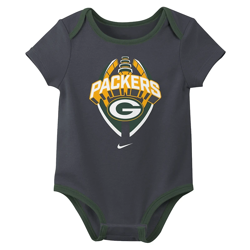 Newborn & Infant Nike Green Bay Packers Three-Piece Bodysuit Set