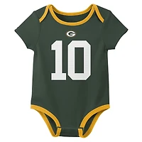 Newborn & Infant Nike Jordan Love Green Bay Packers Name Number 3-Pack Bodysuit Set