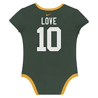Ensemble de 3 bodies Nike Jordan Love Green Bay Packers pour nouveau-né et bébé avec nom numéro