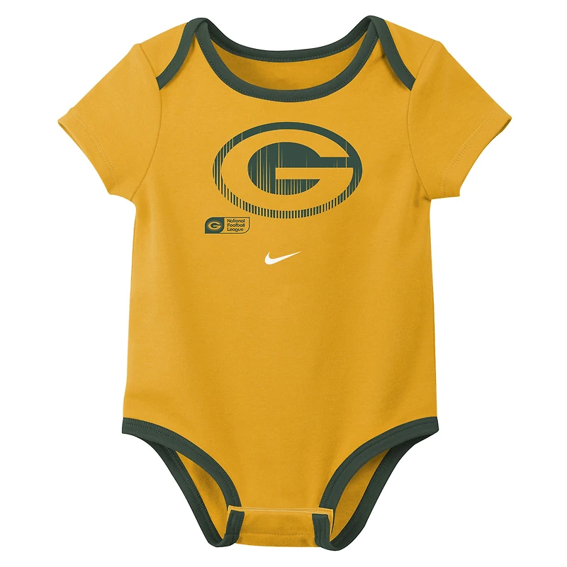 Ensemble de 3 bodies Nike Jordan Love Green Bay Packers pour nouveau-né et bébé avec nom numéro