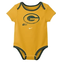 Ensemble de 3 bodies Nike Jordan Love Green Bay Packers pour nouveau-né et bébé avec nom numéro