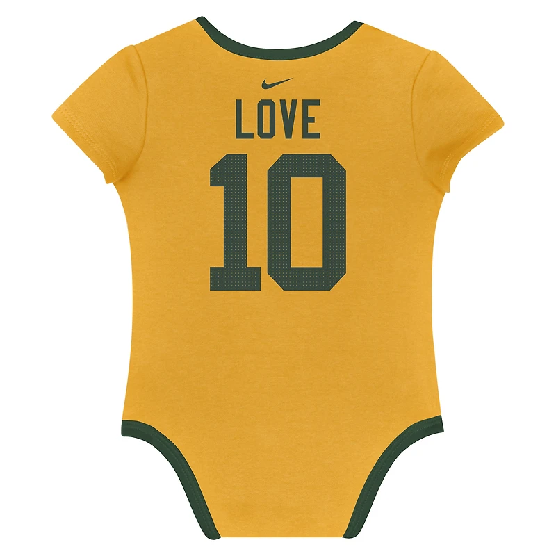 Newborn & Infant Nike Jordan Love Green Bay Packers Name Number 3-Pack Bodysuit Set