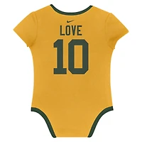 Newborn & Infant Nike Jordan Love Green Bay Packers Name Number 3-Pack Bodysuit Set
