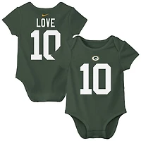 Body Nike Jordan Love Green pour nouveau-né et bébé avec nom numéro de joueur des Bay Packers