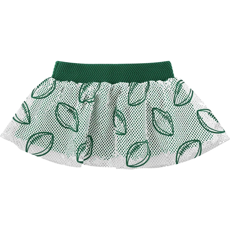 Newborn Heather Gray/Green Green Bay Packers All Dolled Up Three-Piece Bodysuit, Skirt & Booties Set