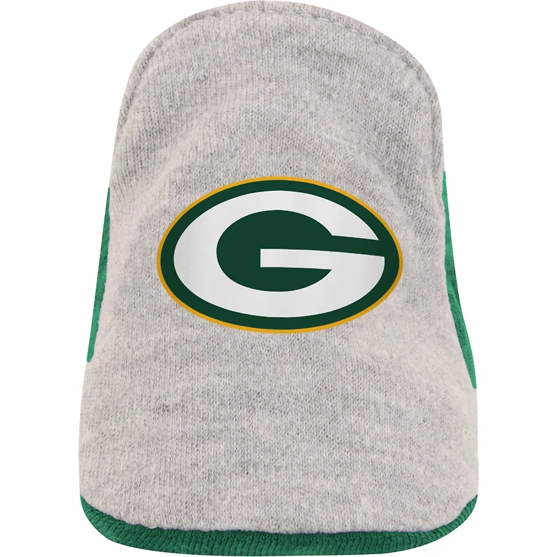 Newborn Heather Gray/Green Green Bay Packers All Dolled Up Three-Piece Bodysuit, Skirt & Booties Set