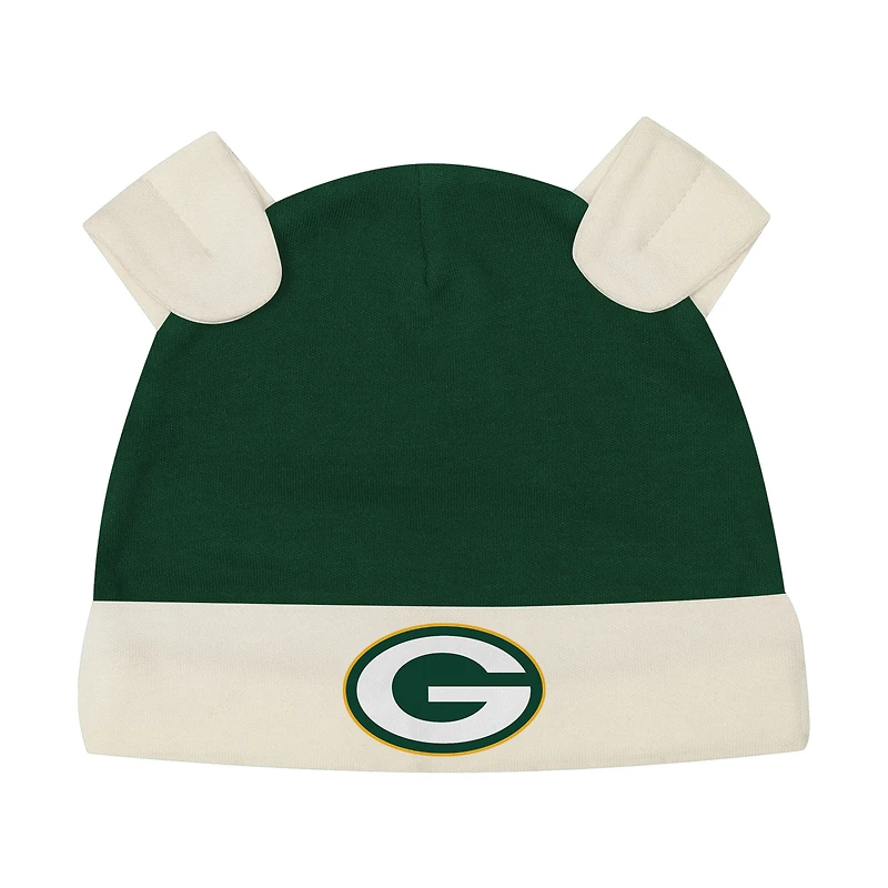 Newborn Outerstuff Green Bay Packers Little Champ Three-Piece Long Sleeve Bodysuit, Pants and Cuffed Hat Set