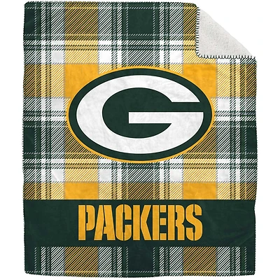 Couverture en peluche Sherpa en flanelle à carreaux Pegasus Green Bay Packers 50" x 60"