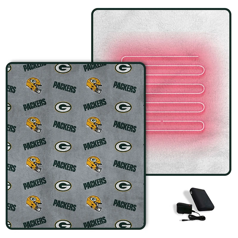 Couverture chauffante Pegasus Green Bay Packers Scattered Logos 60" x 70"