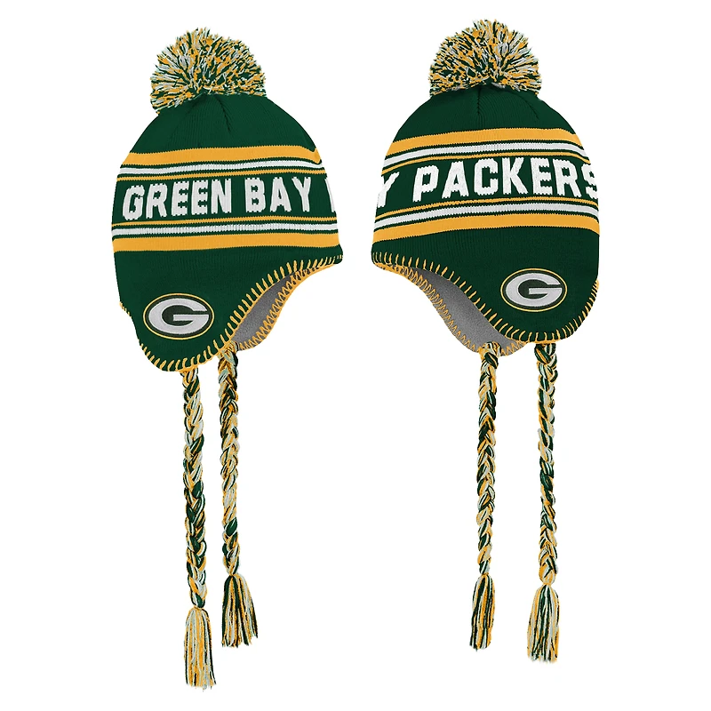 Bonnet en tricot à pompon jacquard pour enfants d'âge préscolaire Green Bay Packers