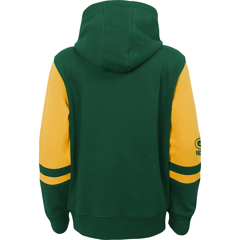 Sweat à capuche zippé Green Bay Packers Stadium vert pour enfants d'âge préscolaire