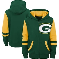Sweat à capuche zippé Green Bay Packers Stadium vert pour enfants d'âge préscolaire