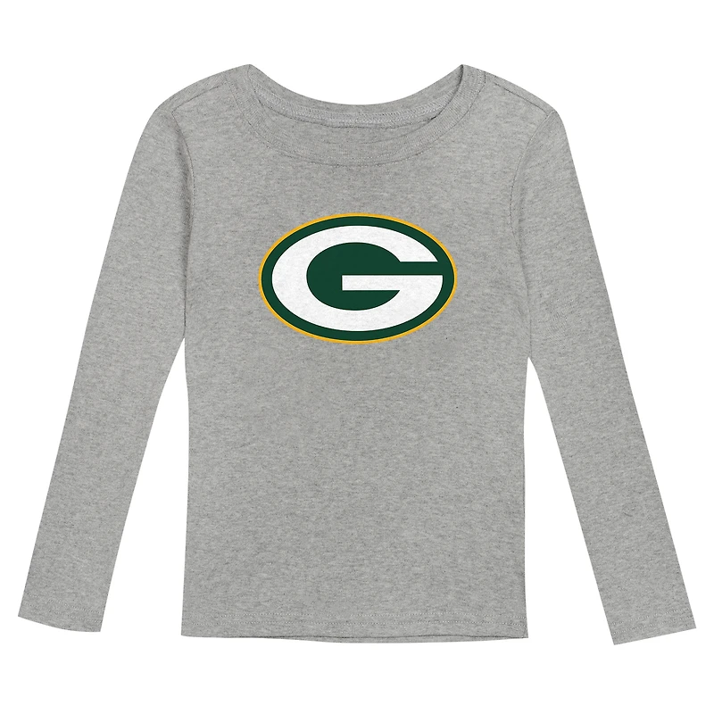 Ensemble de nuit avec t-shirt et pantalon à manches longues pour enfants d'âge préscolaire gris chiné Green Bay Packers