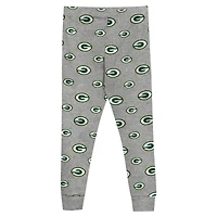 Ensemble de nuit avec t-shirt et pantalon à manches longues pour enfants d'âge préscolaire gris chiné Green Bay Packers