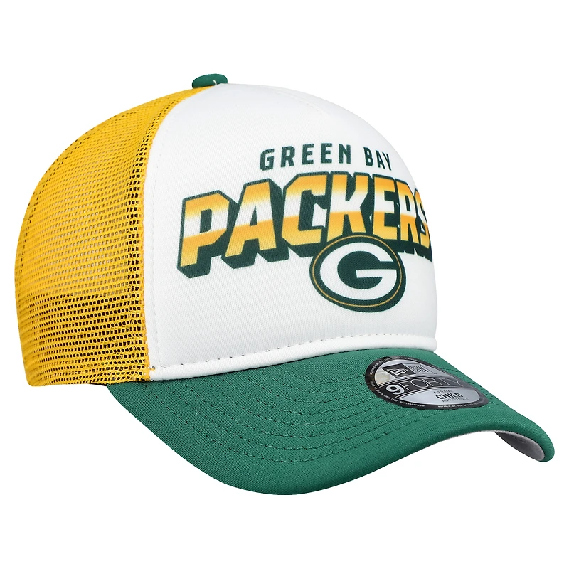 Preschool New Era White Green Bay Packers 9FORTY A-Frame Adjustable Hat