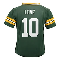 Maillot de jeu Nike Jordan Love Green des Bay Packers pour enfant d'âge préscolaire
