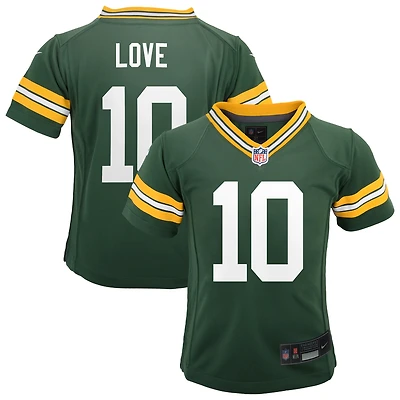 Maillot de jeu Nike Jordan Love Green des Bay Packers pour enfant d'âge préscolaire