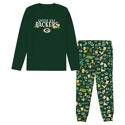 Preschool Outerstuff Green Bay Packers Chestnut Holiday Sleep Set