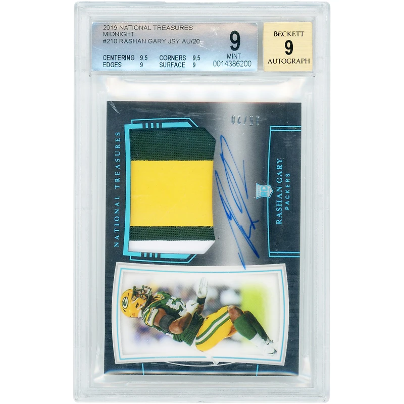 Rashan Gary Green Bay Packers Autographed 2019 Panini National Treasures Midnight #210 #15/20 BGS Authenticated 9/9 Rookie Card - 9.5,9.5,9,9 Subgrades