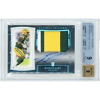 Carte de recrue autographiée de Rashan Gary (Green Bay Packers), Panini National Treasures Midnight 2019, n° 210, n° 15/20, authentifiée BGS 9/9 - Sous-notes : 9,5, 9,5, 9, 9