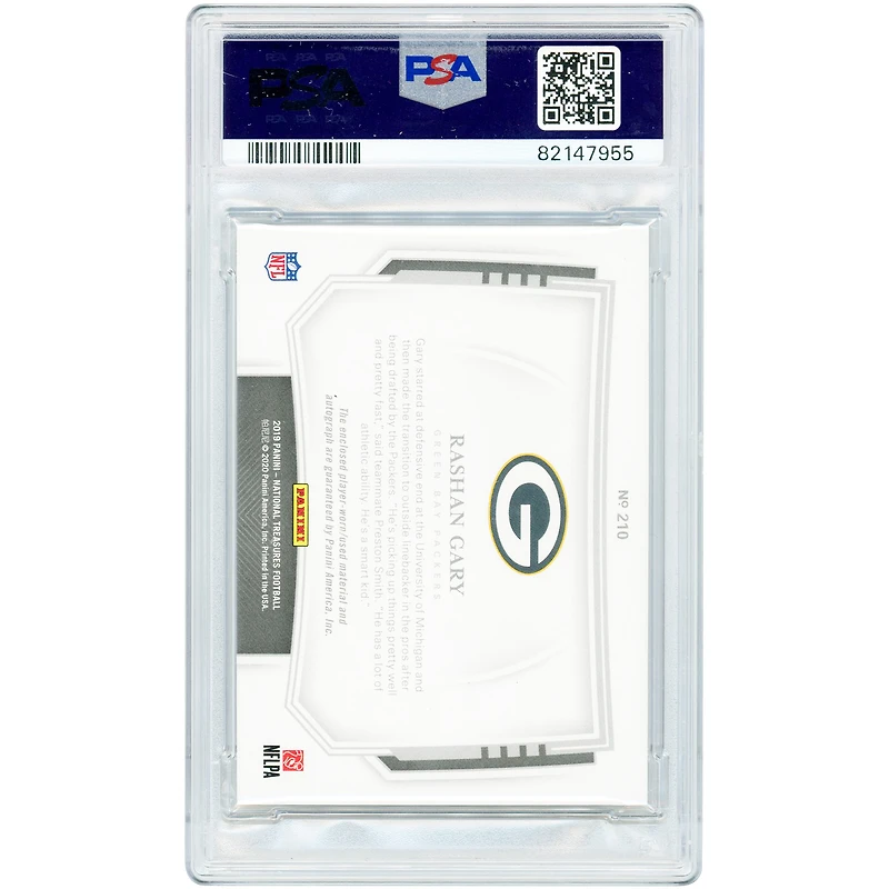 Rashan Gary Green Bay Packers Autographed 2019 Panini National Treasures Stars & Stripes Relic #210 #2/20 PSA Authenticated 8 Rookie Card
