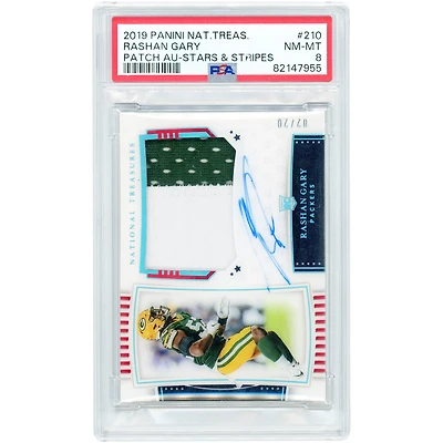 Rashan Gary Green Bay Packers Autographed 2019 Panini National Treasures Stars & Stripes Relic #210 #2/20 PSA Authenticated 8 Rookie Card