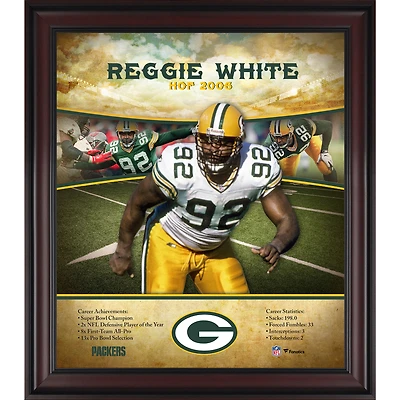 Profil de carrière du Temple de la renommée de Reggie White Green Bay Packers encadré 15" x 17"