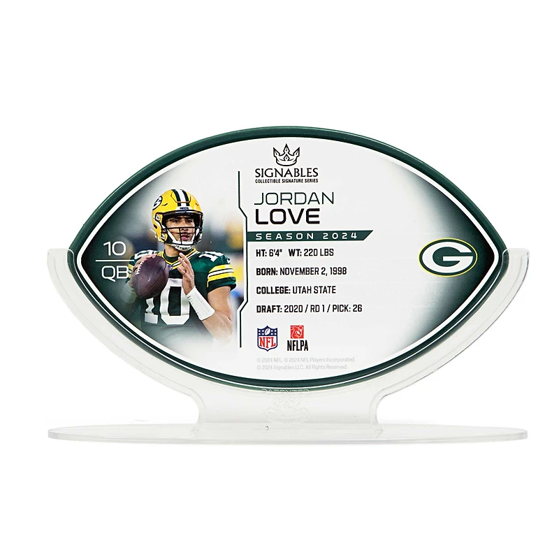 Signables Jordan Love Green Bay Packers NFL 2024 Objet de collection