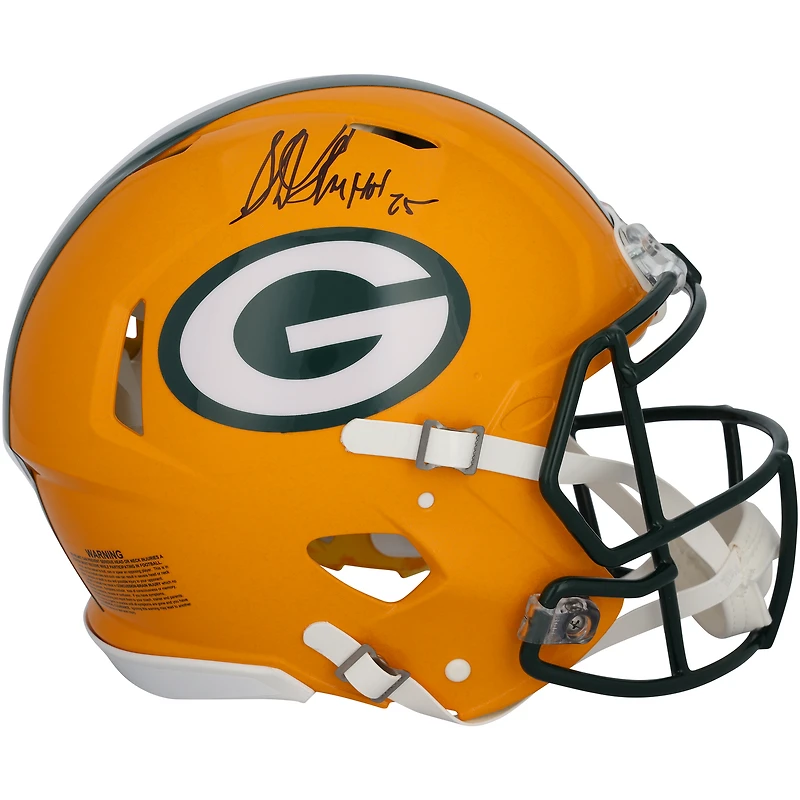 Casque authentique Riddell Speed autographié par Sterling Sharpe des Green Bay Packers avec inscription « HOF 25 »