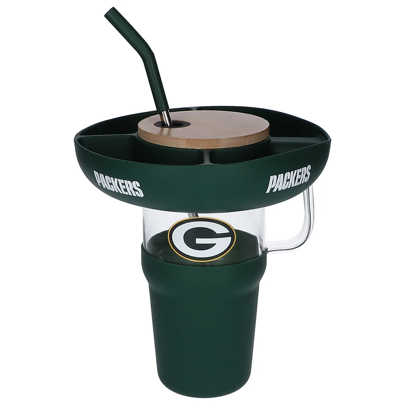 Gobelet en verre de 40 oz avec plateau à collation en silicone des Packers de Green Bay de The Memory Company