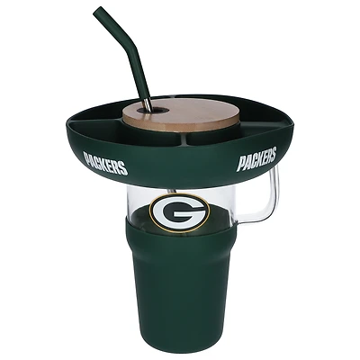 Gobelet en verre de 40 oz avec plateau à collation en silicone des Packers de Green Bay de The Memory Company