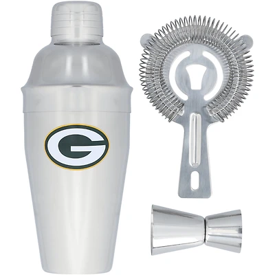 The Memory Company Green Bay Packers Ensemble shaker, passoire et doseur en acier inoxydable