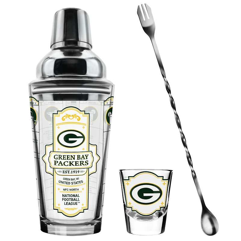 The Sports Vault Green Bay Packers Ensemble de cinq verres à shot et verres à mélange pour barman