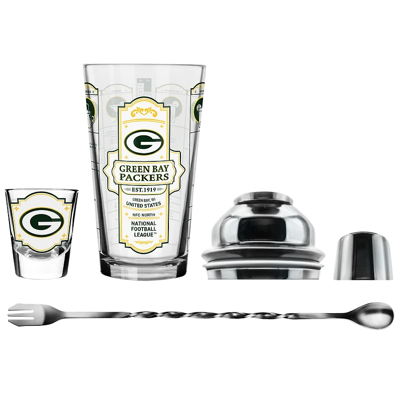 The Sports Vault Green Bay Packers Ensemble de cinq verres à shot et verres à mélange pour barman