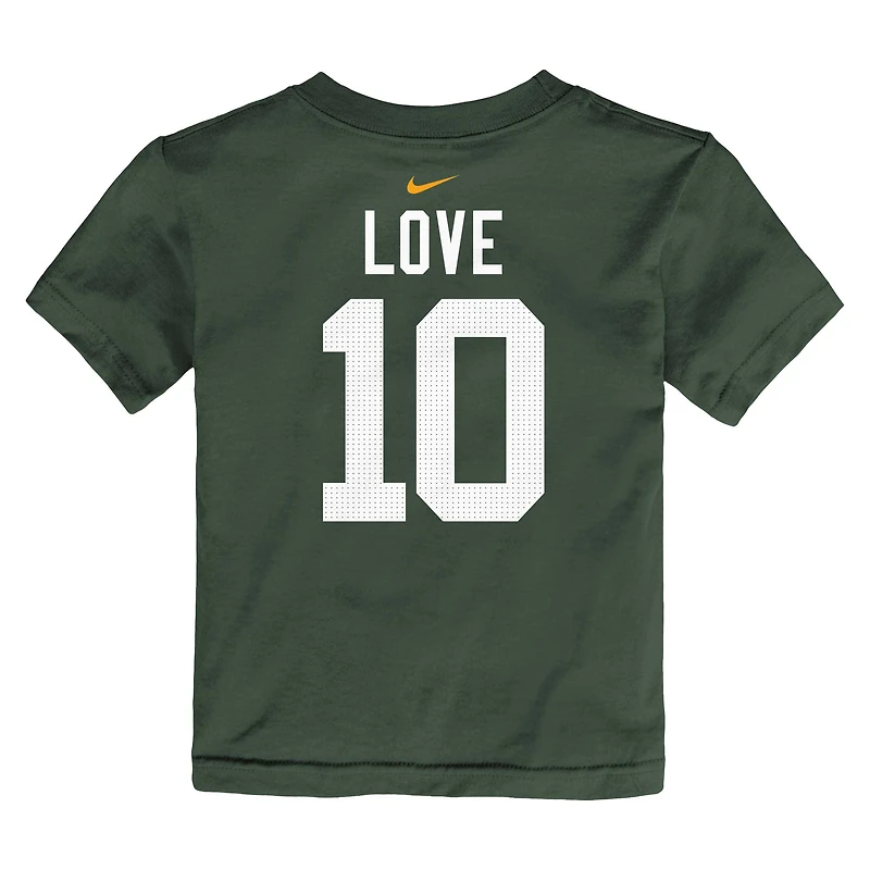 T-shirt avec nom et numéro de joueur Nike Jordan Love Green Bay Packers pour tout-petit
