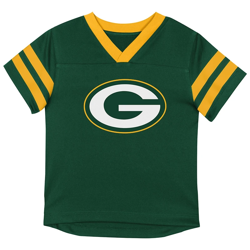 Toddler Outerstuff Green/Gold Green Bay Packers Red Zone V-Neck T-Shirt & Pants Set