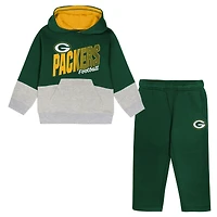 Ensemble sweat à capuche et pantalon en polaire pour enfant Outerstuff Green Bay Packers Lineman